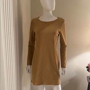 Elegant Tan Long Sleeve Dress